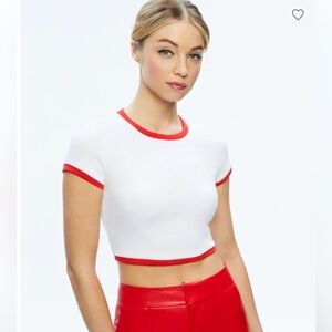 Alive+ Olivia Baby Tee with Red Trim - Women Size M